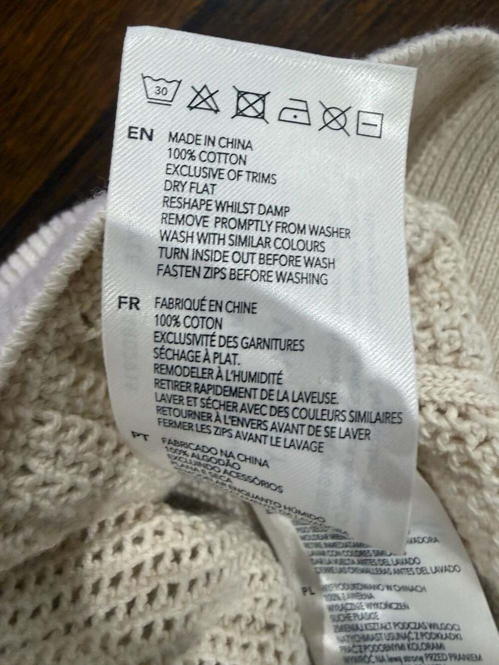 Varley Kembria Half Zip Cotton Knit Sweater Oatmeal Large Quiet Luxury - Picture 7 of 9